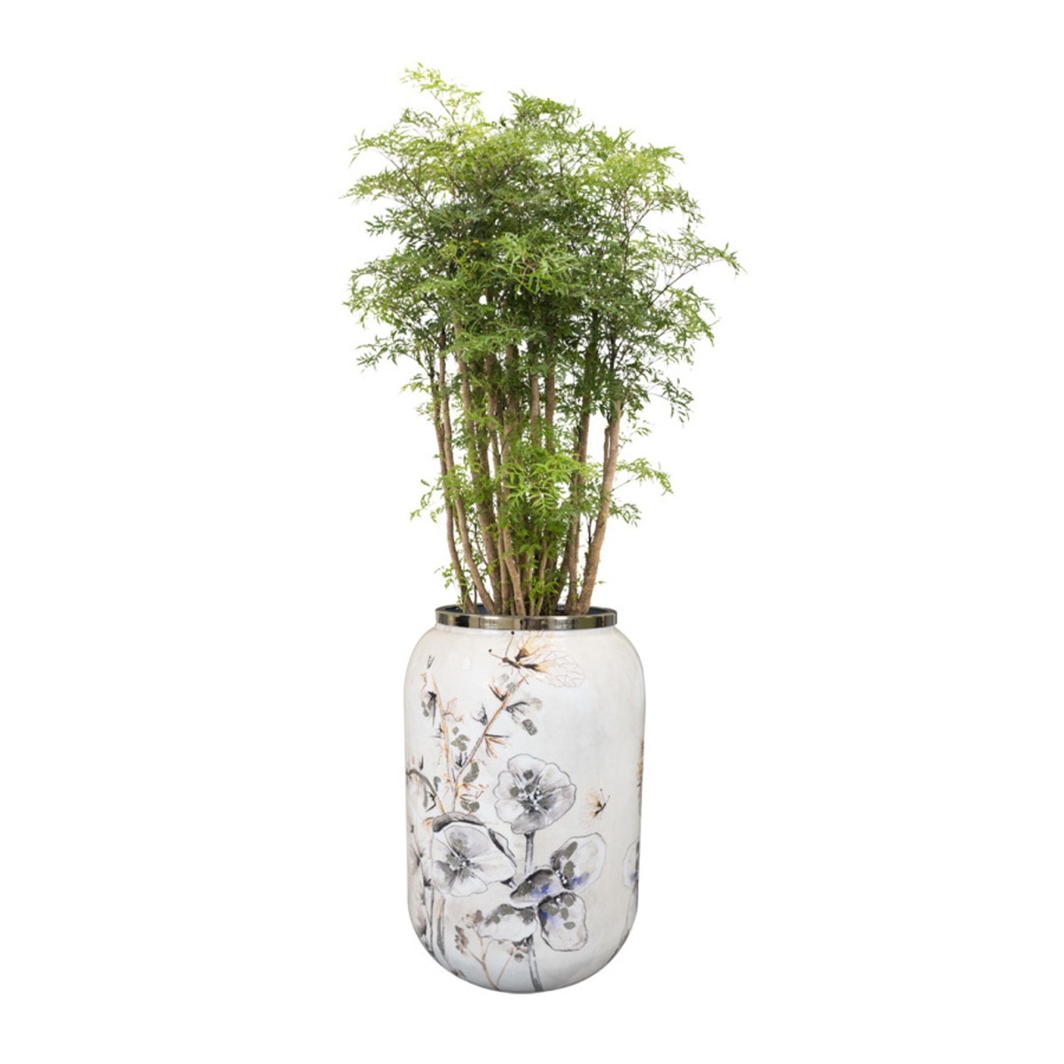 Obal na květináč/váza MOONLIGHT MEADOW kovový bílý 30cm-0