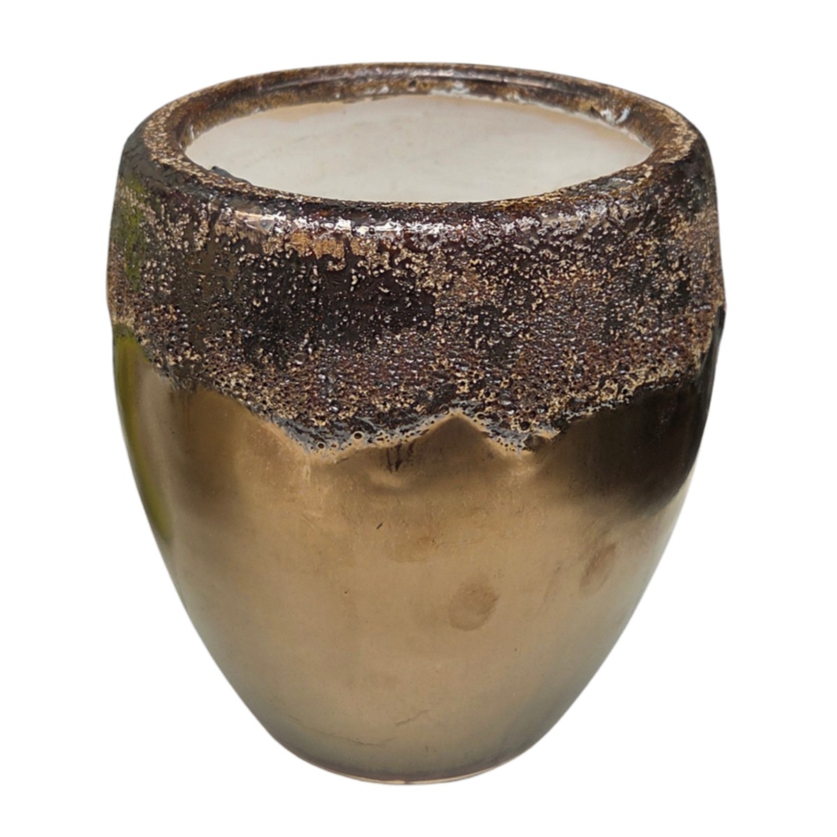 Keramické obaly - Obal na květináč vysoký keramický bronzový 16cm