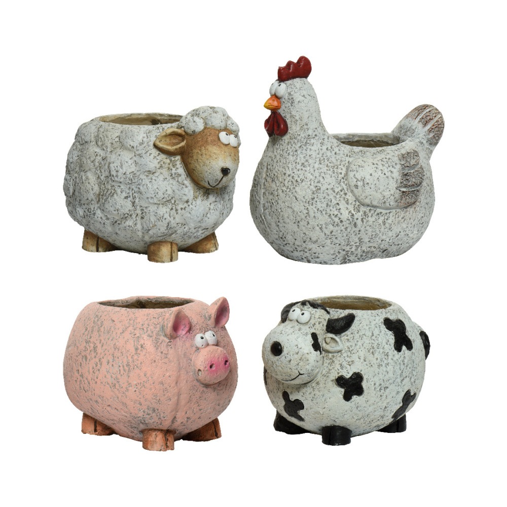 Keramické obaly - Obal na květináč z magnesia ovce/slepice/prase/kráva mix 34cm