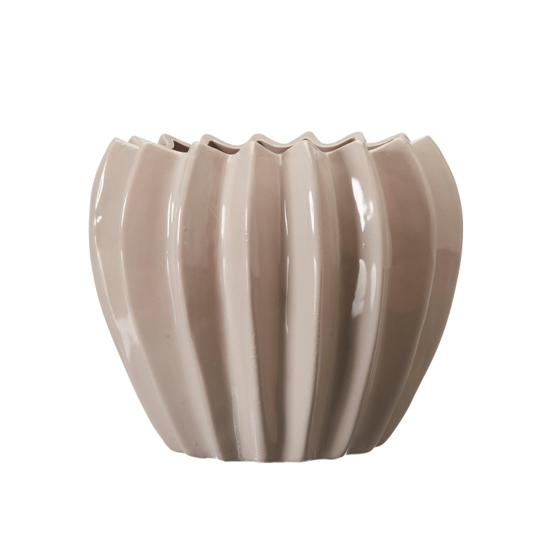 Keramické obaly - Obal na květináč žebrovaný kameninový LILIAN 21cm