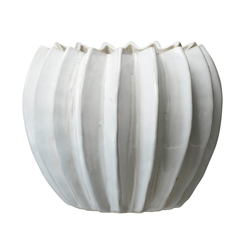 Keramické obaly - Obal na květináč žebrovaný kameninový LILIAN 27cm