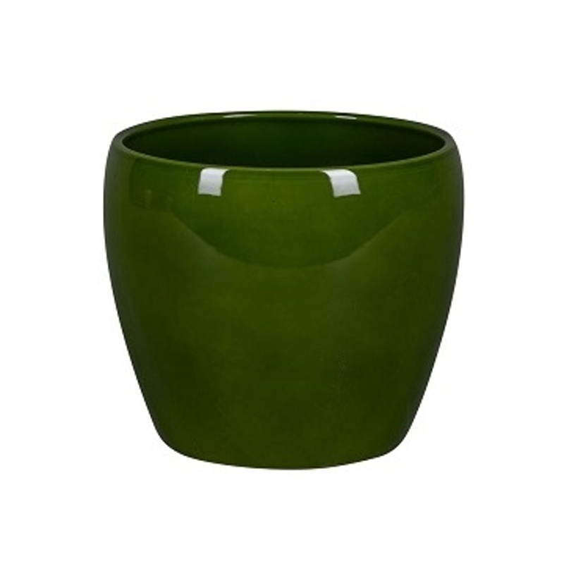 Keramické obaly - Obal na květináč ZT 5500 1-01A keramický práškovaný tm.zelený 12,7cm