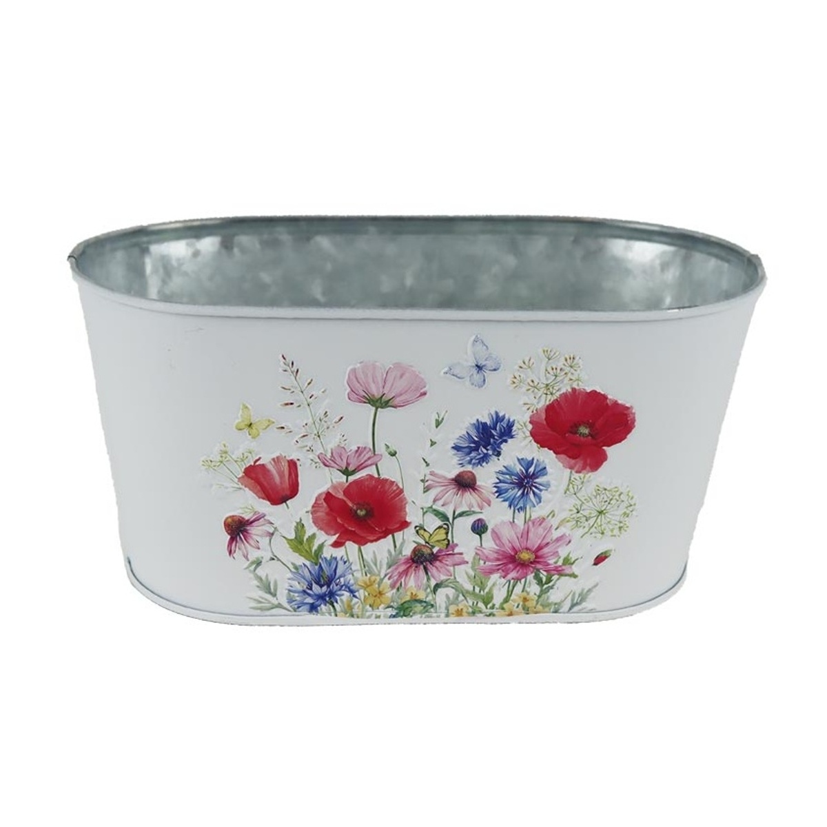 Kovové a plechové obaly - Obal oválný plechový s lučními květy 19cm