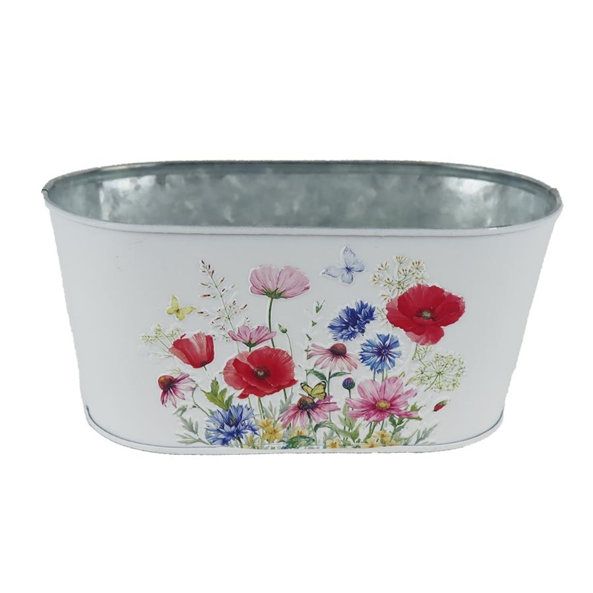 Kovové a plechové obaly - Obal oválný plechový s lučními květy 22,5cm