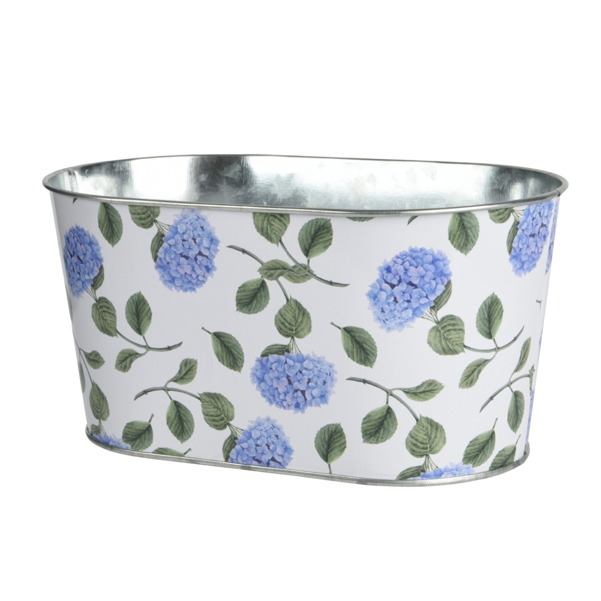 Kovové a plechové obaly - Obal oválný pozinkový s hortenzií 19,5cm