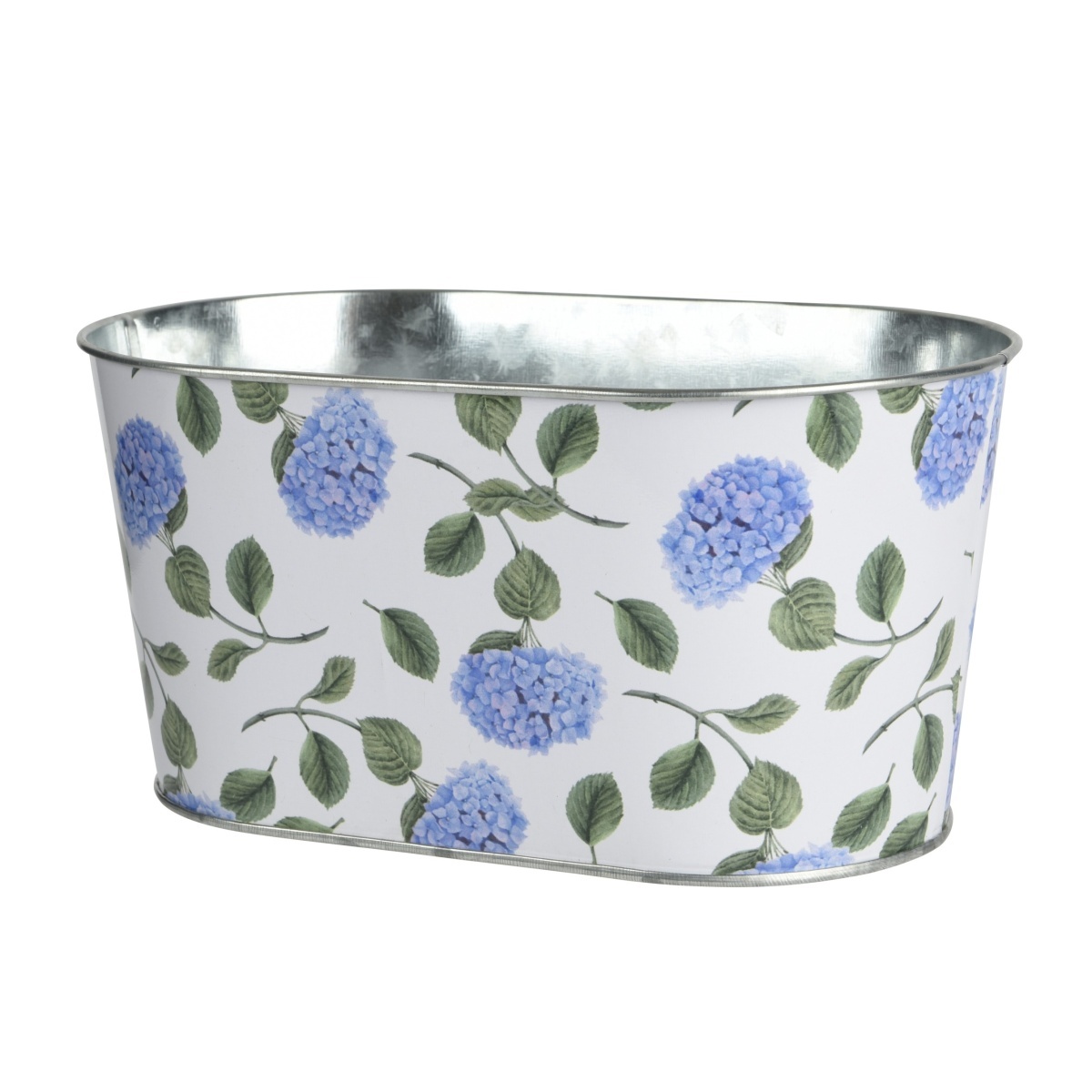 Kovové a plechové obaly - Obal oválný pozinkový s hortenzií 22,5cm