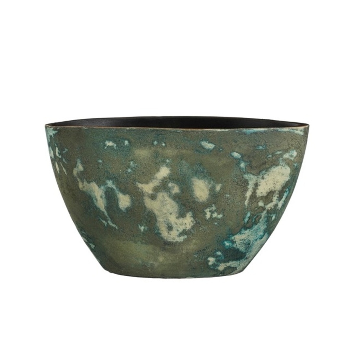 Keramické obaly - Obal oválný terakotový OLAF zelená patina 41cm