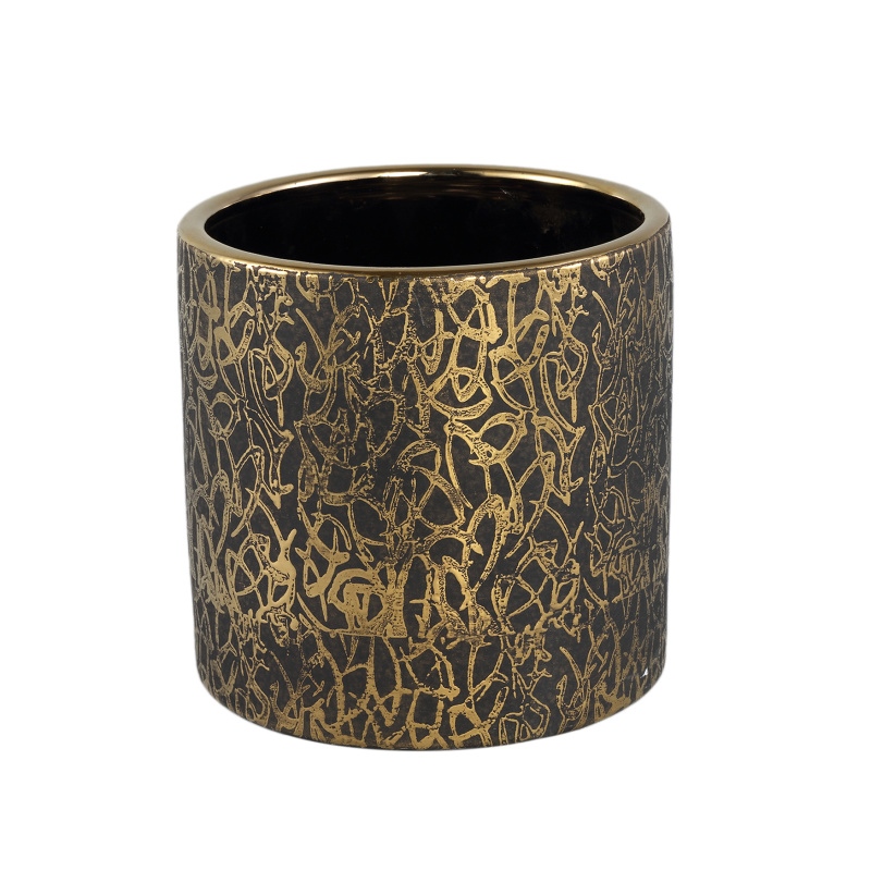 Design pro Váš domov - Obal válcový keramický DEON L antik šedo-zlatý 17,5cm