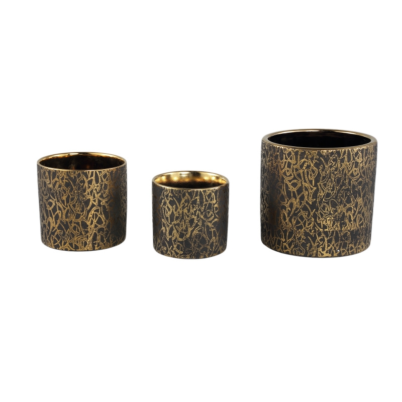 Obal válcový keramický DEON L antik šedo-zlatý 17,5cm-0