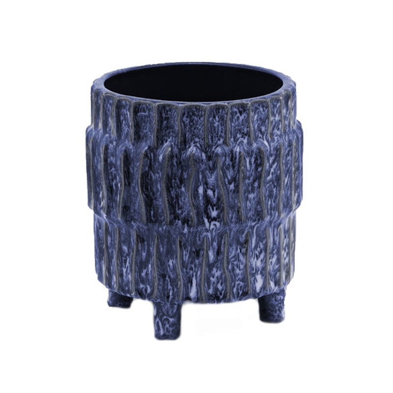 Keramické obaly - Obal válcový keramický na nohách modrý 23cm