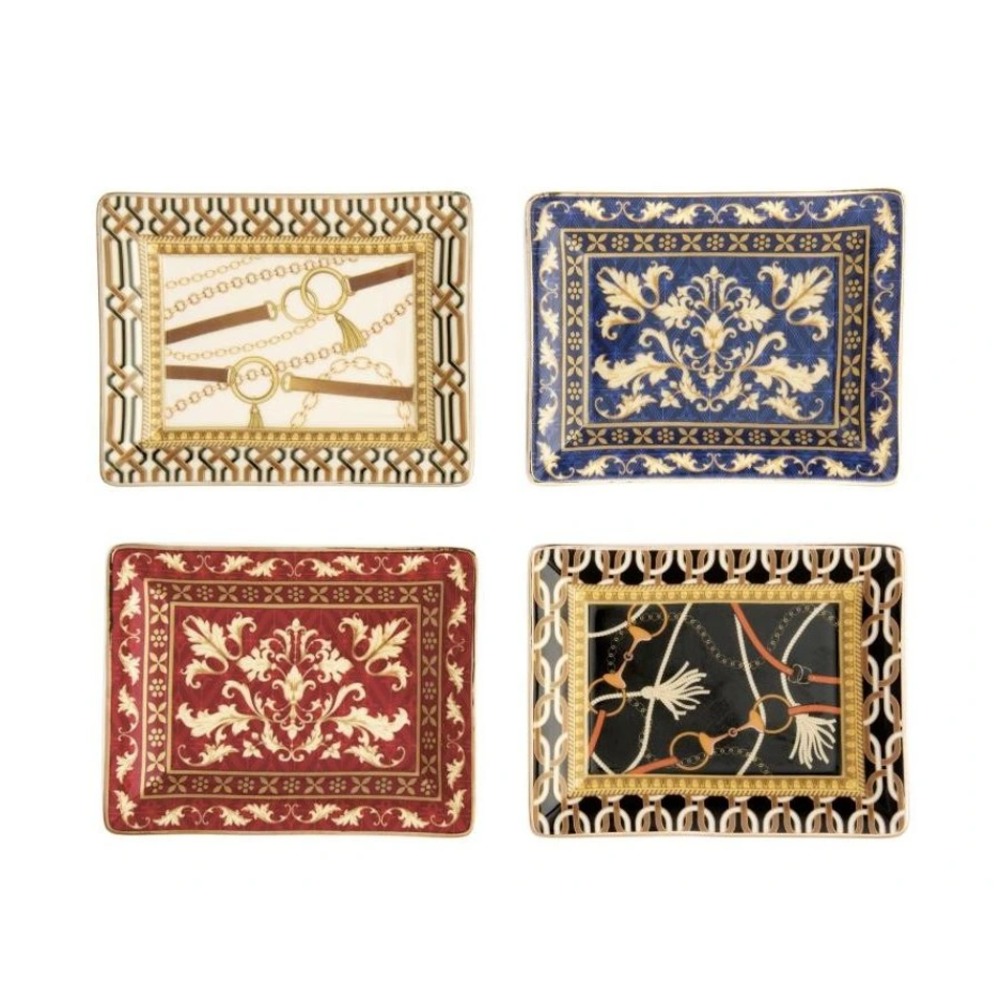 Talíře - Odkládací porcelánová talířek/čajníček GLAMOUR mix 4ks