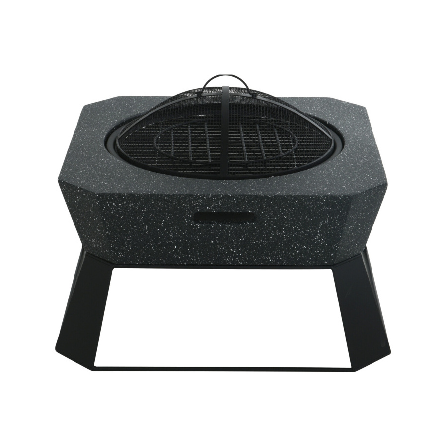 Doplňky do zahrady - Ohniště hranaté kovové na 4 nohách černé 59x59cm