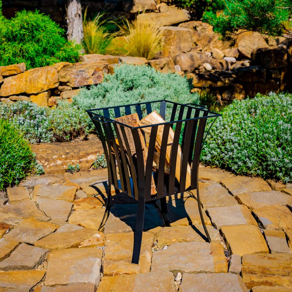 Ohniště hranaté na nohách PINKA 2 ucha kovové černé  58cm-0