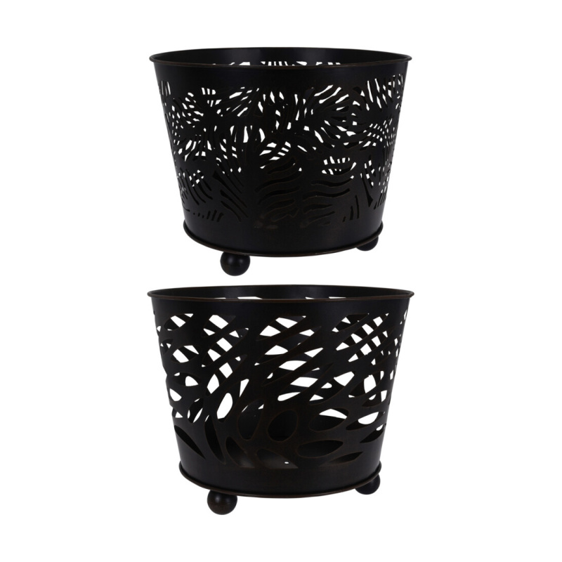 Doplňky do zahrady - Ohniště kulatý kovový koš černý mix 45cm