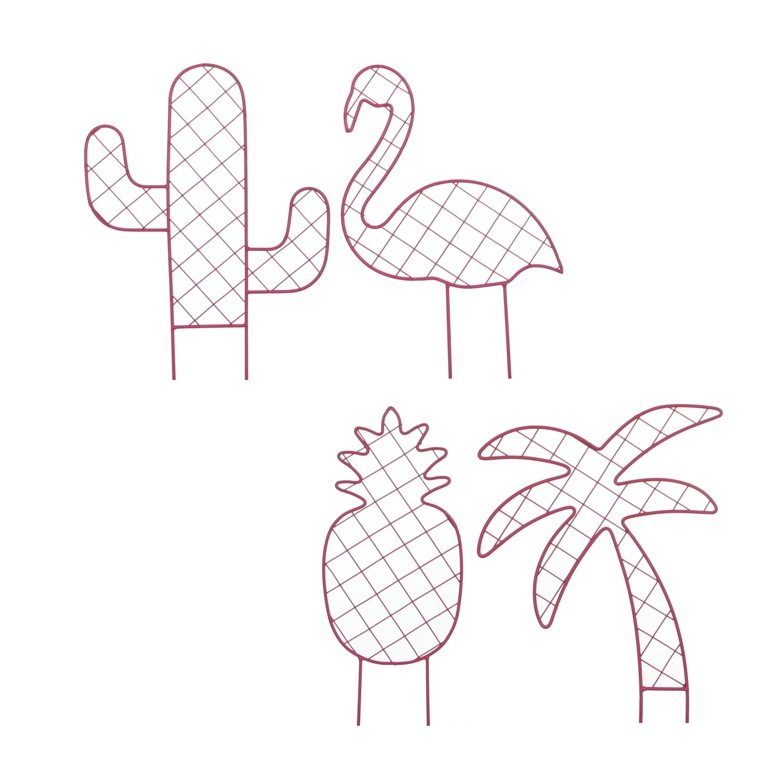 Opora kovová kaktus, pelikán, ananas nebo palma 35cm-3