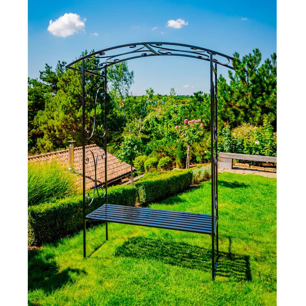 Opora/loubí SASKIA s lavicí kovová 225cm-0