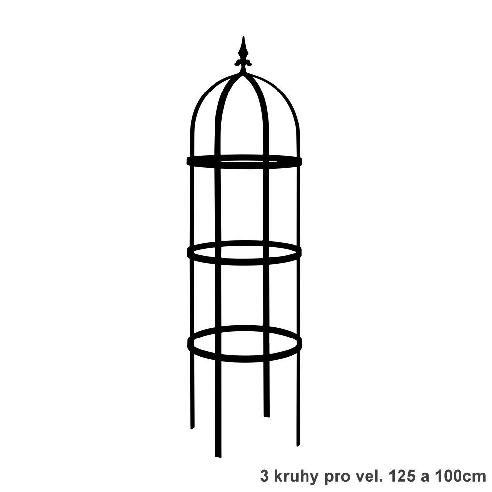 Opora/obelisk HORNAVAN kulatá se špicí kovová 100/125/170/200cm-0