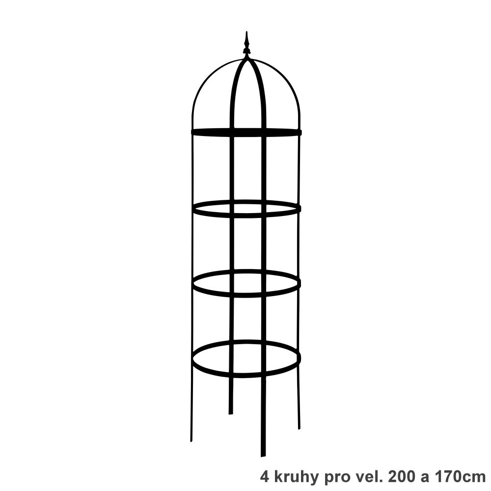 Opora/obelisk HORNAVAN kulatá se špicí kovová 100/125/170/200cm-1