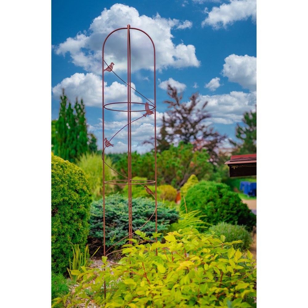 Opora/obelisk SEINA kulatá s ptáčky kovová 190cm-0