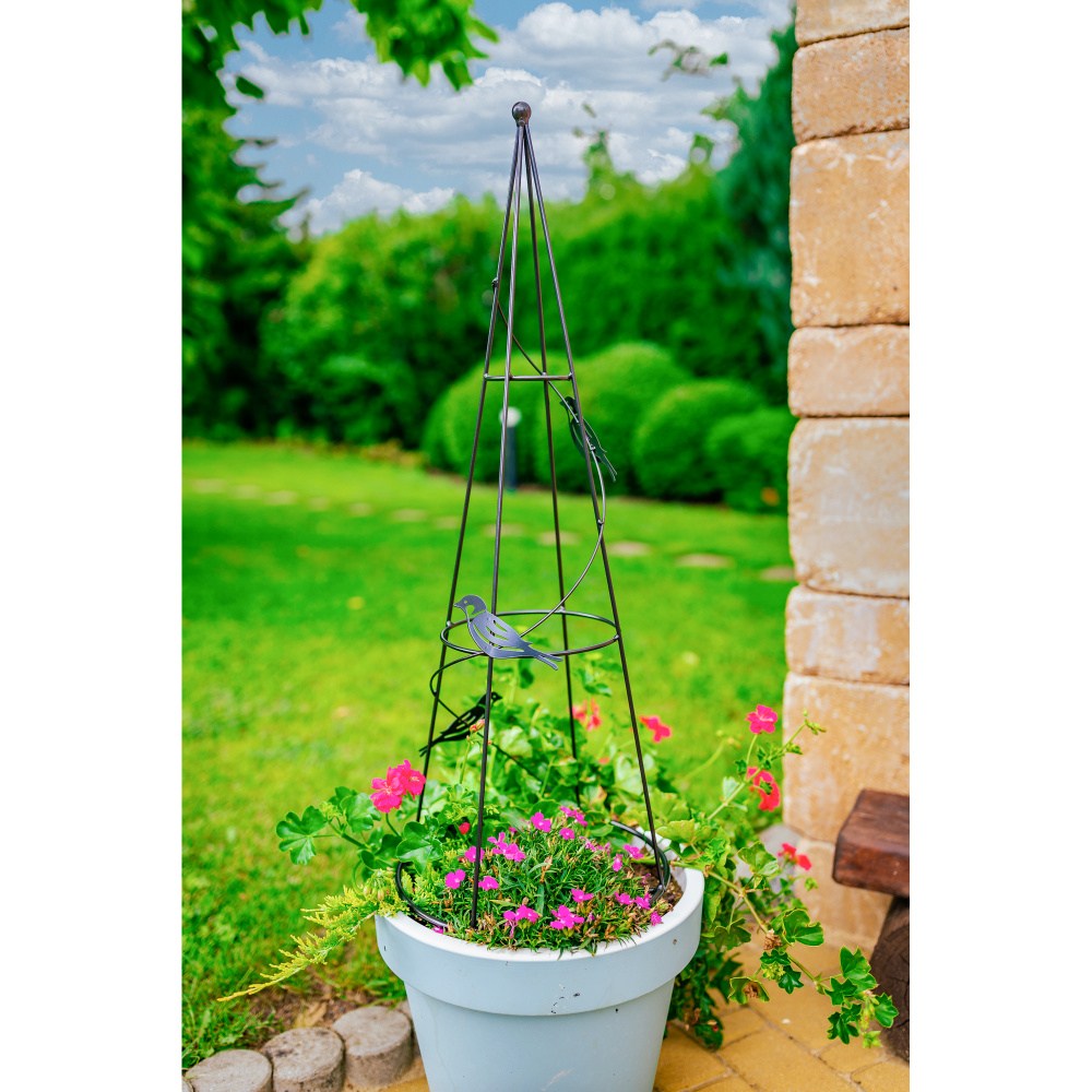 Opora pro rostliny KATALIN kužel s ptáčky kovový 110cm-0