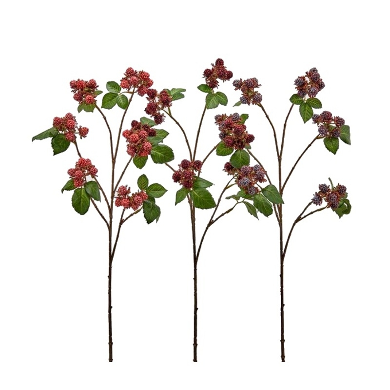 Letní umělé květiny - Ostružina s plody řezaná umělá mix 80cm