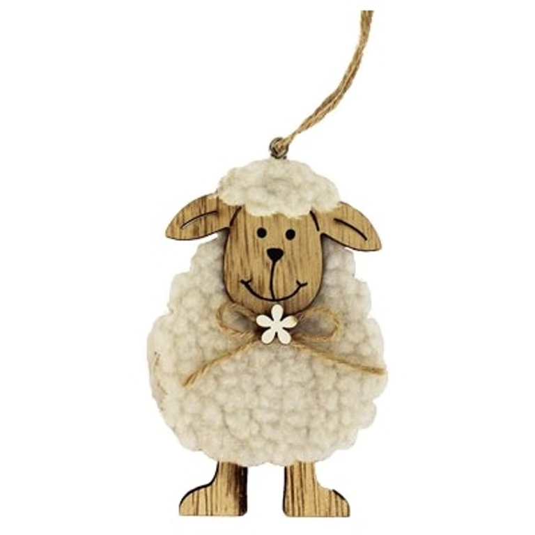 Ovce dřevo a plyš 2 ks 9 cm bílá-0
