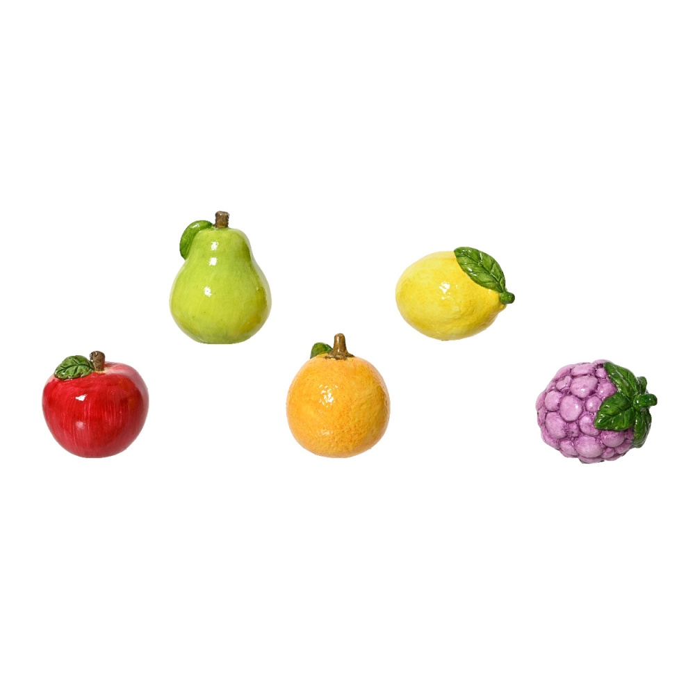 Keramické dekorace - Ovoce hruška/citrón/jablko/pomeranč/hr.víno terakota mix 6,5cm