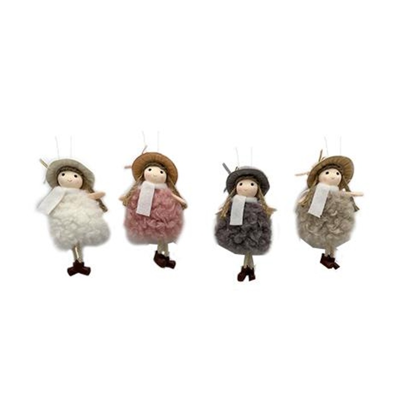 Ozdoby z jiných materiálů - Ozdoba dívka plyšová mix 14cm