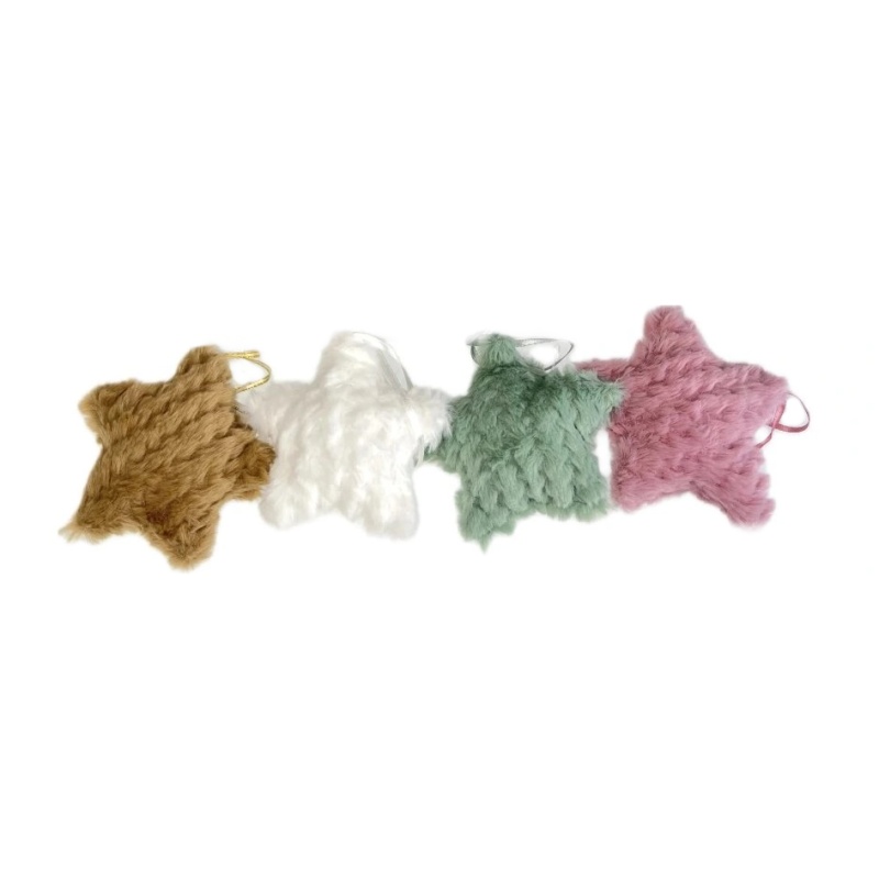 Ozdoby z jiných materiálů - Ozdoba hvězda plyšová mix 11cm