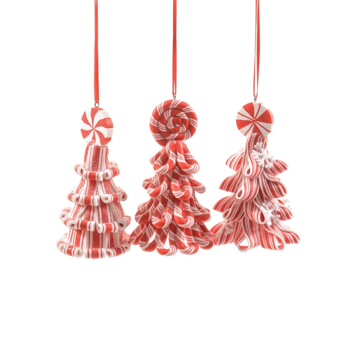 Ozdoba keramický strom bílo-červený mix 10,5cm