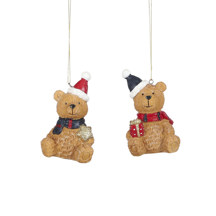 Ozdoba medvěda s hvězdou/balíkem polyresin mix 8cm