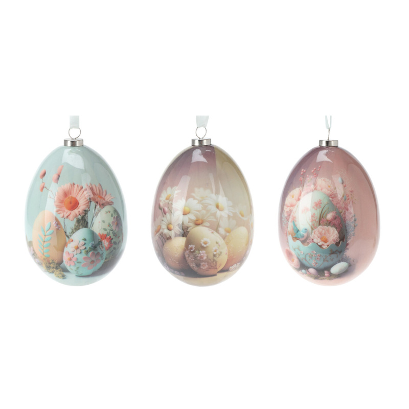 Velikonoce - Ozdoba pěnové vejce/kraslice s květy mix 10cm