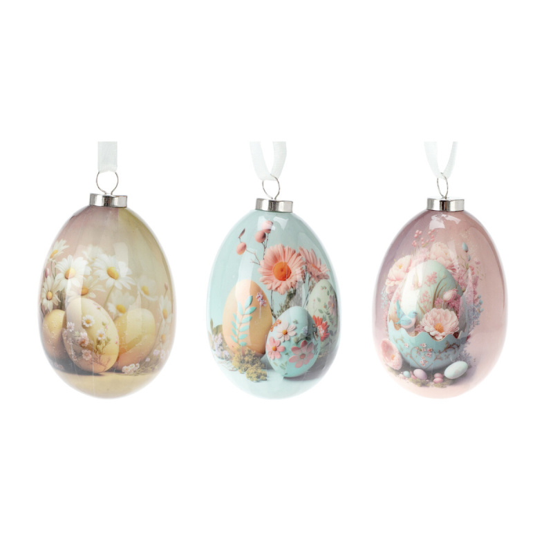 Velikonoce - Ozdoba pěnové vejce/kraslice s květy mix 2ks