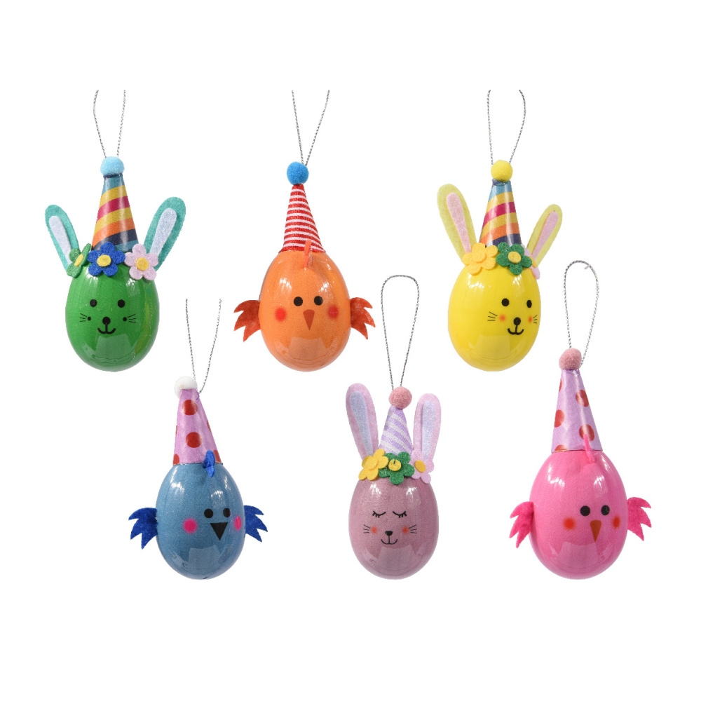 Velikonoce - Ozdoba pěnové vejce zajíc/kuře mix 6cm