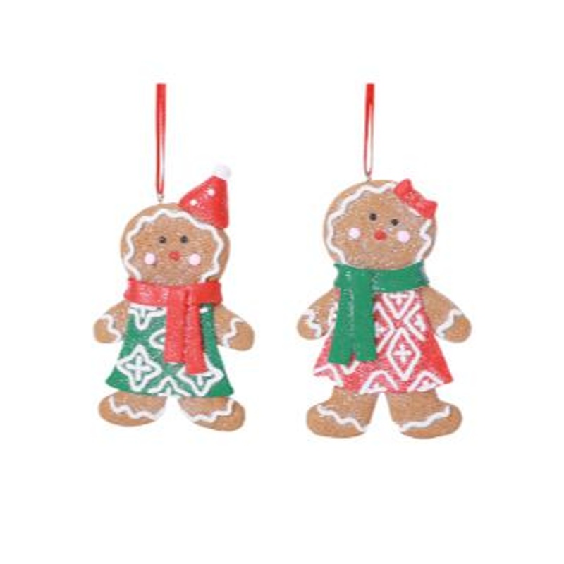 Ozdoby z jiných materiálů - Ozdoba perníková figurka červeno-hnědá mix 11cm