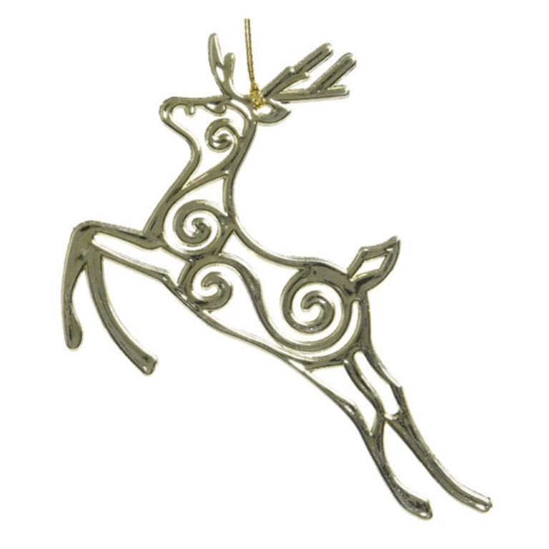 Ozdoba plastová s glitry hvězda, dárek nebo jelen 11-13,5cm zlatá mix-2