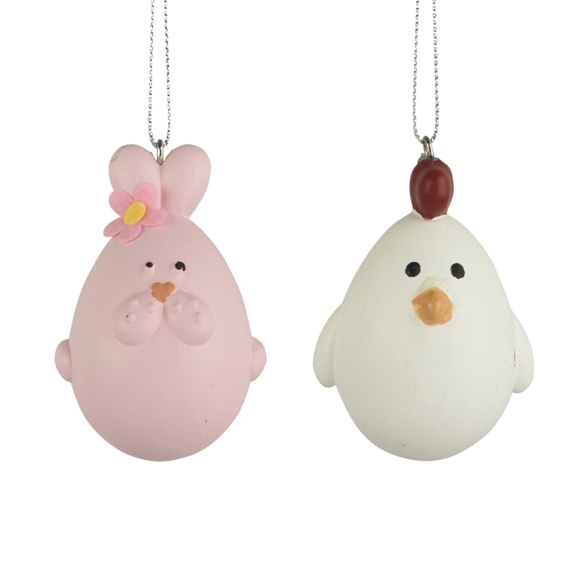 Velikonoční ozdoby - Ozdoba plastové vejce zajíc/slepice mix 6cm