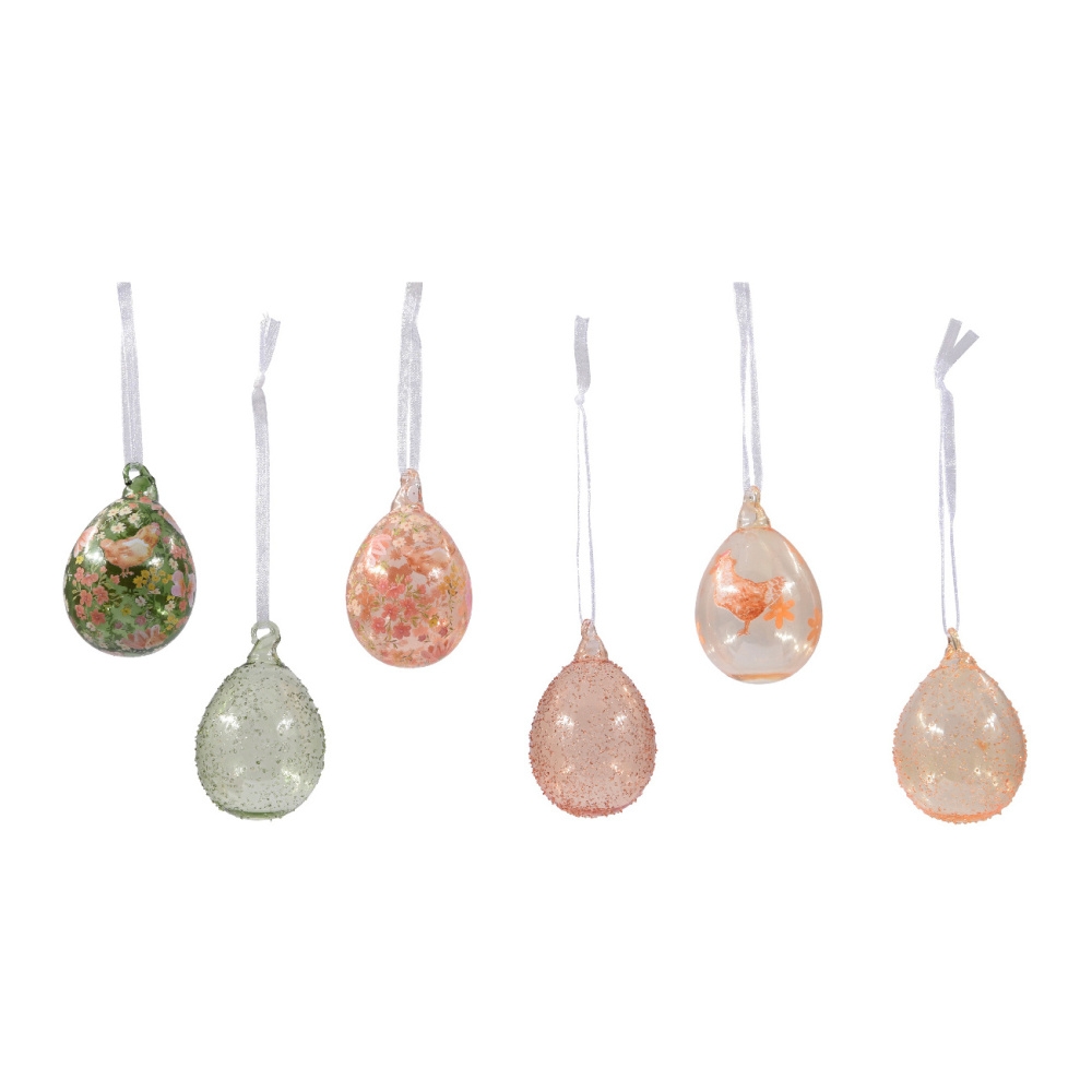 Velikonoce - Ozdoba skleněné vejce mix 6cm