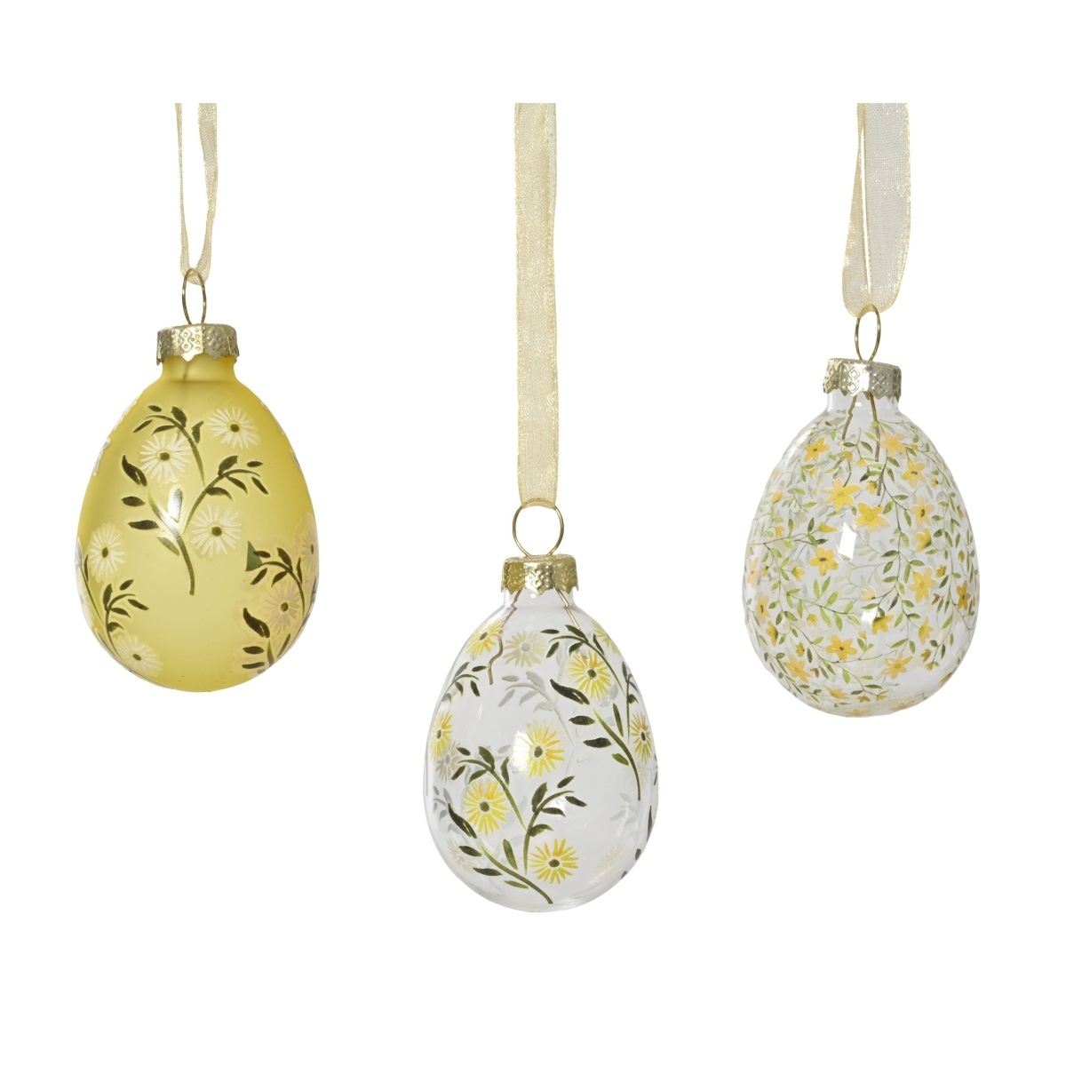 Velikonoční ozdoby - Ozdoba skleněné vejce s květy mix 6cm