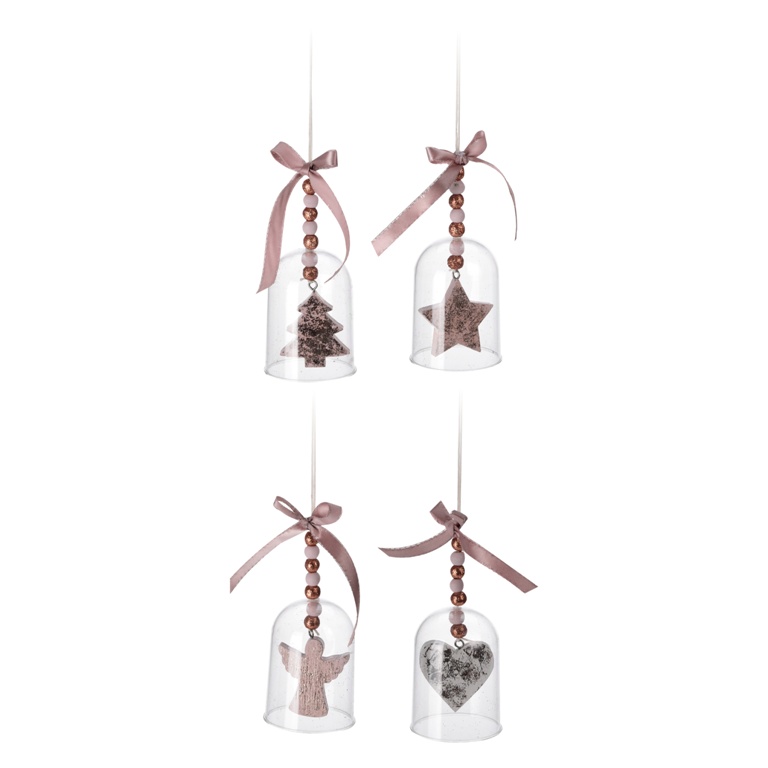 Ozdoba skleněný zvonek s vánočním motivem, 39cm, mix variant-1
