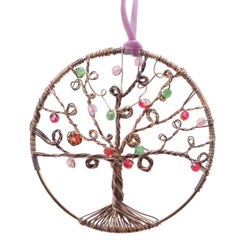 Ozdoba strom života v kruhu, meděná 14cm