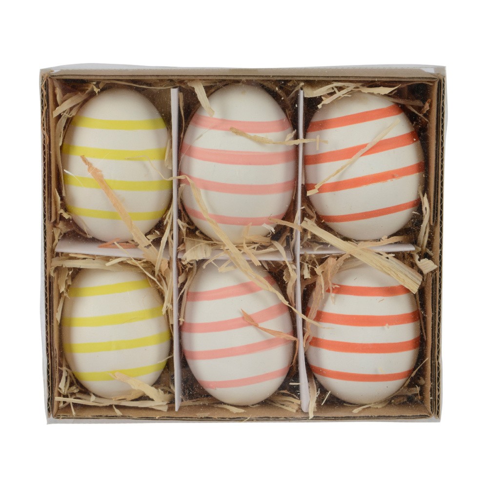 Velikonoce - Ozdoba vejce s pruhy 6ks
