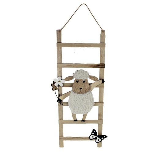 Velikonoce - Ozdoba žebřík s ovcí, 56cm