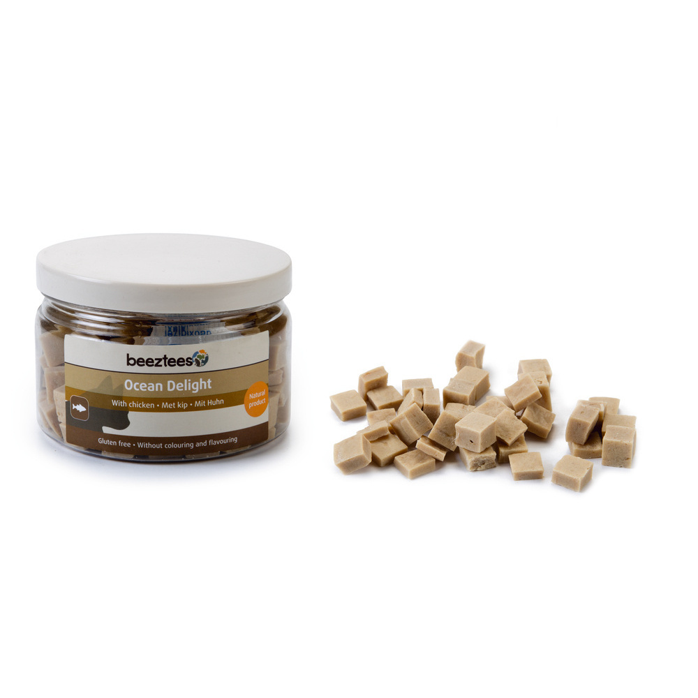 Pamlsky - Pamlsek OCEAN DELIGHT rybí a kuřecí kostky dóza 90g