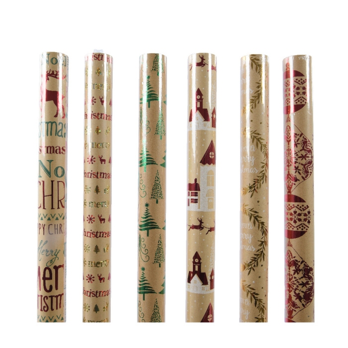 Papír balící vánoční přírodní mix 70x150cm