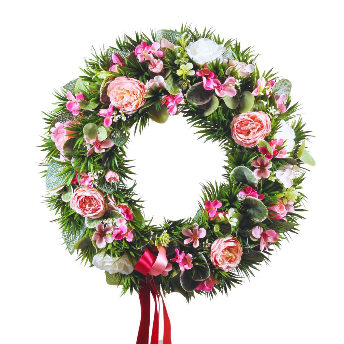 Od našich floristek - Pastelová elegance aranžovaný věnec 40cm