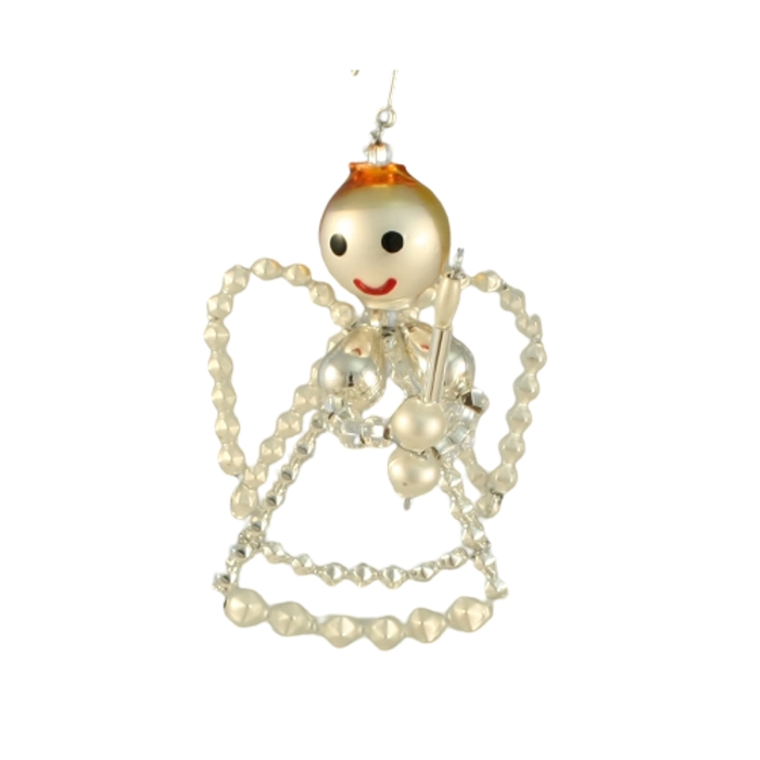 Perličková ozdoba anděl 8 cm – šampaň