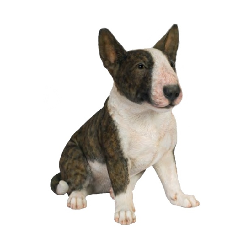 Dekorační figurky zvířat - Pes Anglického bulteriéra sedící polyresinové hnědo-bílé 20cm