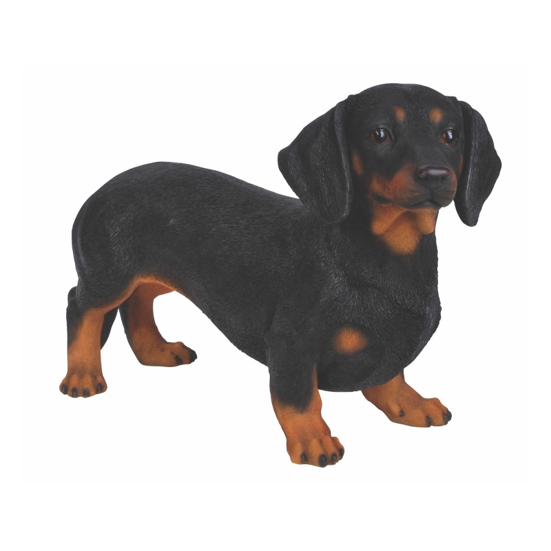 Venkovní zvířátka - Pes jezevčík stojící polyresinový černý 50cm