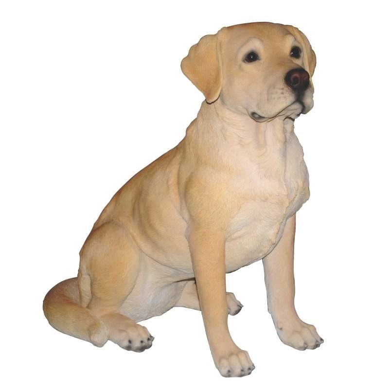 Postavy a zvířata - Pes Labrador sedící polyresinový krémový 36cm
